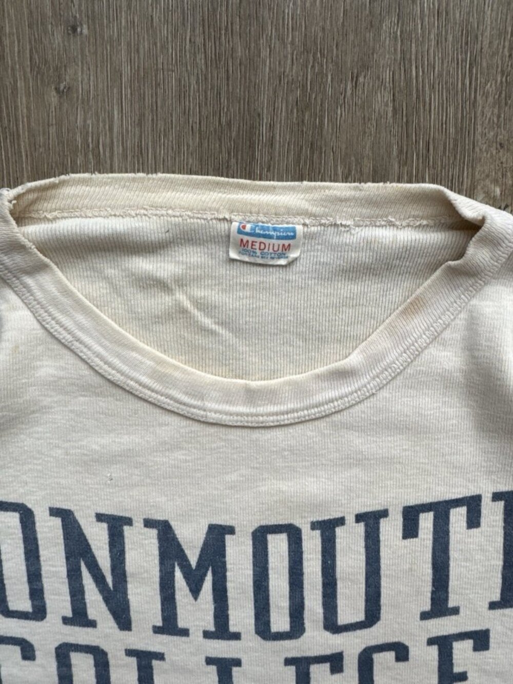 True Vintage 60s Champion Monmouth College 3/4 Sleeve Football Shirt Rare Fade - Picture 4 of 14
